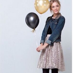 Anthropologie HD in Paris Metallic Tulle Skirt Size 0